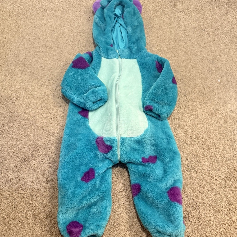 Disney Sulley Monsters Inc Halloween Costume Toddler Size 18-24 Mo Full Zip Blue